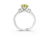 White gold Fancy Yellow Round  Cut Three-Stone Diamond Pavé Band with Prong Setting_3