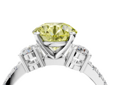 White gold Fancy Yellow Round  Cut Three-Stone Diamond Pavé Band with Prong Setting_4