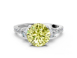 White gold Fancy Yellow Round  Cut Three-Stone Diamond Pavé Band with Prong Setting