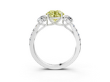White gold Fancy Yellow Round  Cut Three-Stone Diamond Pave Band with Prong Setting_20