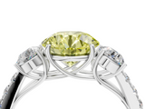 White gold Fancy Yellow Round  Cut Three-Stone Diamond Pave Band with Prong Setting_21