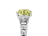 White gold Fancy Yellow Round  Cut Three-Stone Diamond Pave Band with Prong Setting_22