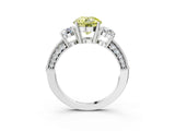 White gold Fancy Yellow Round Cut Three-Stone Diamond Ring with Pavé Band and Four-Prong Setting_15