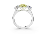 White gold Fancy Yellow Round Cut Three-Stone Diamond Ring with Prong Setting on a Classic Band_15