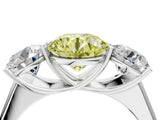 White gold Fancy Yellow Round Cut Three-Stone Diamond Ring with Prong Setting on a Classic Band_16