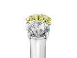 White gold Fancy Yellow Round Cut Three-Stone Diamond Ring with Prong Setting on a Classic Band_17