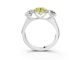 White gold Fancy Yellow Round Cut Three-Stone Diamond Ring with Prong Setting on a Classic Band_3