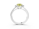 White gold Fancy Yellow Round  Cut Three-Stone Solitaire Ring with Round Accent Diamonds and Four-Prong Setting_3