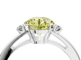 White gold Fancy Yellow Round  Cut Three-Stone Solitaire Ring with Round Accent Diamonds and Four-Prong Setting_4