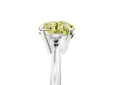 White gold Fancy Yellow Round  Cut Three-Stone Solitaire Ring with Round Accent Diamonds and Four-Prong Setting_5