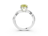 White gold Fancy Yellow Round  Cut Twist Band Solitaire Diamond Ring with Pavé Setting_6