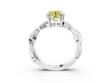 White gold Fancy Yellow Round  Cut Twisted Pavé Band Solitaire Ring with Four-Prong Setting_3