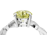 White gold Fancy Yellow Round  Cut Twisted Pavé Band Solitaire Ring with Four-Prong Setting_4