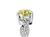 White gold Fancy Yellow Round  Cut Twisted Pavé Band Solitaire Ring with Four-Prong Setting_5