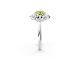 White gold Fancy Yellow Round  Diamond Cluster Halo Ring with Solitaire Band and Four-Prong Setting_2