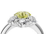 White gold Fancy Yellow Round  Diamond Cluster Halo Ring with Solitaire Band and Four-Prong Setting_4