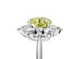 White gold Fancy Yellow Round  Diamond Cluster Halo Ring with Solitaire Band and Four-Prong Setting_5
