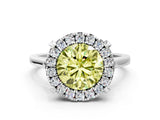 White gold Fancy Yellow Round  Diamond Cluster Halo Solitaire with Four-Prong Setting_35