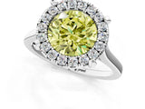 White gold Fancy Yellow Round  Diamond Cluster Halo Solitaire with Four-Prong Setting_36