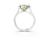 White gold Fancy Yellow Round  Diamond Cluster Halo Solitaire with Four-Prong Setting_38