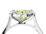 White gold Fancy Yellow Round  Diamond Cluster Halo Solitaire with Four-Prong Setting_39