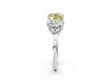 White gold Fancy Yellow Round  Diamond Cluster Leaf Design Ring with Prong Setting_2