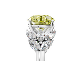 White gold Fancy Yellow Round  Diamond Cluster Leaf Design Ring with Prong Setting_5