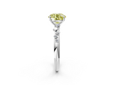 White gold Fancy Yellow Round  Diamond Cluster Prong-Set Solitaire Ring_2