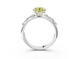 White gold Fancy Yellow Round  Diamond Cluster Prong-Set Solitaire Ring_3