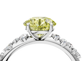 White gold Fancy Yellow Round  Diamond Cluster Prong-Set Solitaire Ring_4