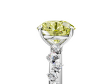 White gold Fancy Yellow Round  Diamond Cluster Prong-Set Solitaire Ring_5