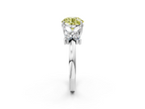 White gold Fancy Yellow Round  Diamond Floral Cluster Ring with Solitaire Band and Prong Setting_2