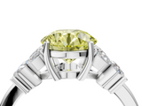White gold Fancy Yellow Round  Diamond Floral Cluster Ring with Solitaire Band and Prong Setting_4