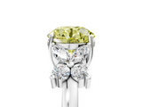 White gold Fancy Yellow Round  Diamond Floral Cluster Ring with Solitaire Band and Prong Setting_5