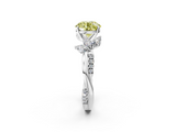White gold Fancy Yellow Round  Diamond Floral Vine Solitaire Engagement Ring_2