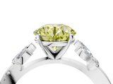 White gold Fancy Yellow Round  Diamond Floral Vine Solitaire Engagement Ring_4