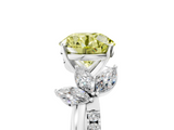 White gold Fancy Yellow Round  Diamond Floral Vine Solitaire Engagement Ring_5