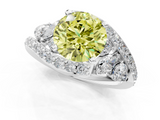 White gold Fancy Yellow Round  Diamond Halo Ring with Marquise and Pavé Band in Prong Setting_1