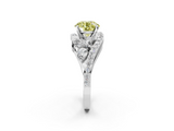 White gold Fancy Yellow Round  Diamond Halo Ring with Marquise and Pavé Band in Prong Setting_2