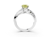 White gold Fancy Yellow Round  Diamond Halo Ring with Marquise and Pavé Band in Prong Setting_3