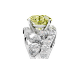 White gold Fancy Yellow Round  Diamond Halo Ring with Marquise and Pavé Band in Prong Setting_5