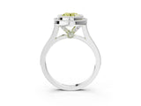 White gold Fancy Yellow Round  Diamond Halo Ring with Milgrain Frame and Pavé Band_27