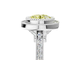 White gold Fancy Yellow Round  Diamond Halo Ring with Milgrain Frame and Pavé Band_28