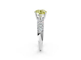 White gold Fancy Yellow Round  Diamond Pavé Band Solitaire Ring with Four-Prong Setting_31