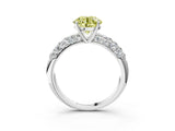 White gold Fancy Yellow Round  Diamond Pavé Band Solitaire Ring with Four-Prong Setting_32