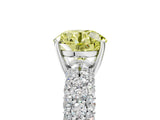 White gold Fancy Yellow Round  Diamond Pavé Band Solitaire Ring with Four-Prong Setting_34