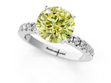 White gold Fancy Yellow Round  Diamond Pavé Band Solitaire with Four-Prong Setting_1