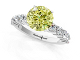 White gold Fancy Yellow Round  Diamond Pavé Band Solitaire with Four-Prong Setting_1