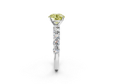 White gold Fancy Yellow Round  Diamond Pavé Band Solitaire with Four-Prong Setting_2