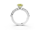 White gold Fancy Yellow Round  Diamond Pavé Band Solitaire with Four-Prong Setting_3